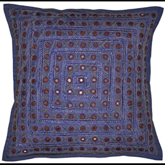 New Navy Blue Boho Embroidered covers (Set of 2) - Picture 5 of 15
